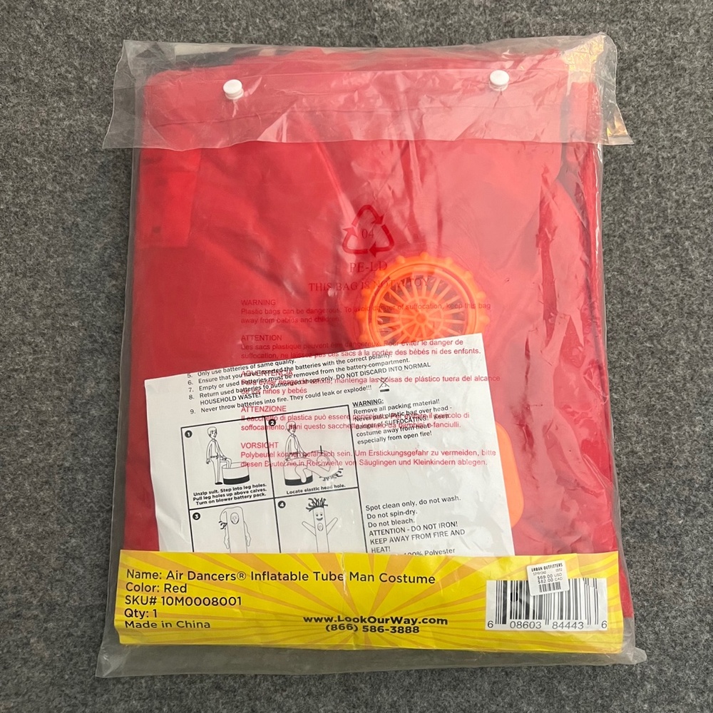 AIR DANCERS Inflatable Tube Man Halloween Costume RED NWT LookOurWay - Picture 4 of 6